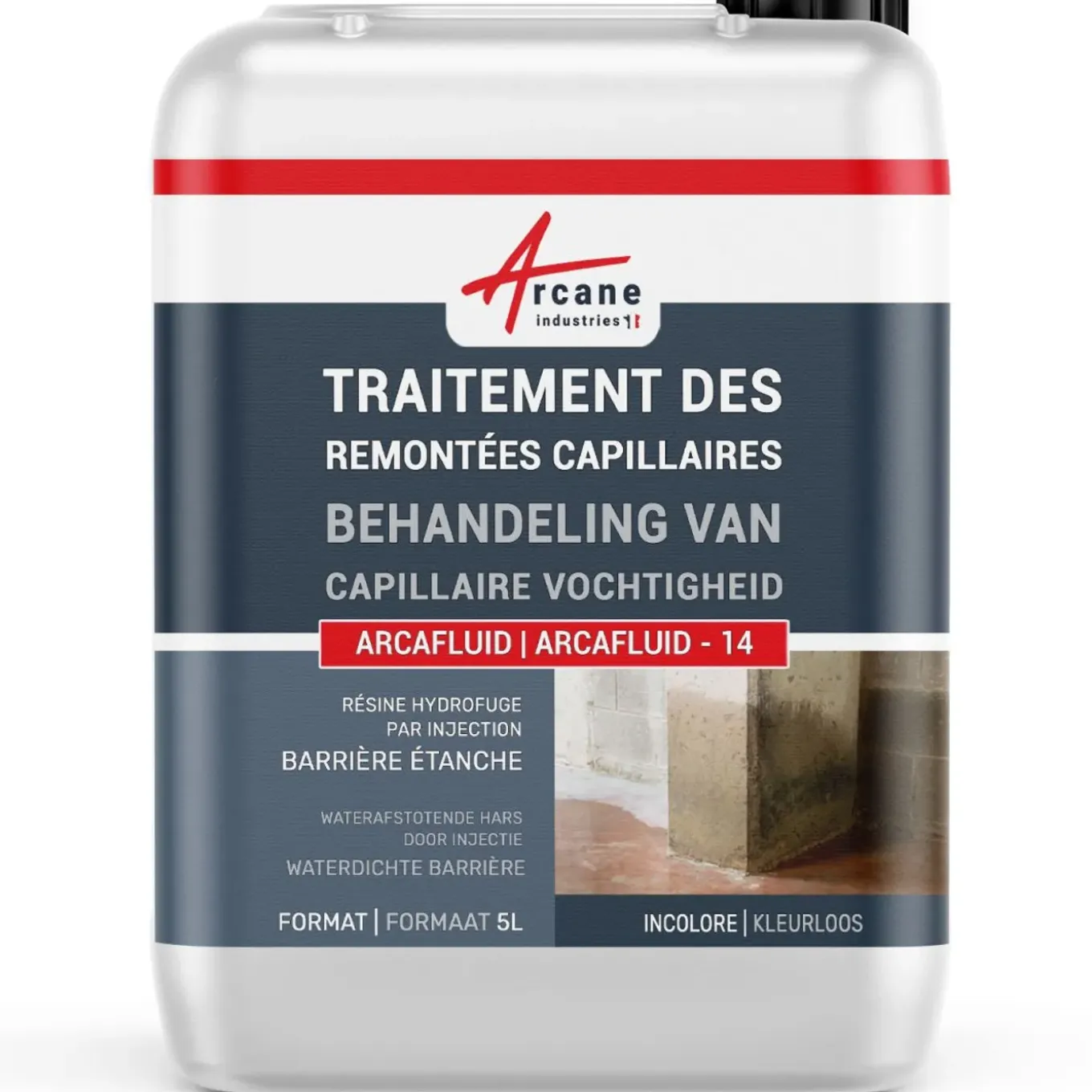 Arcane Industries - Waterdichte Barrière, Injectieproduct Voor Vochtige Muren Arcafluid - 14 - 5 L