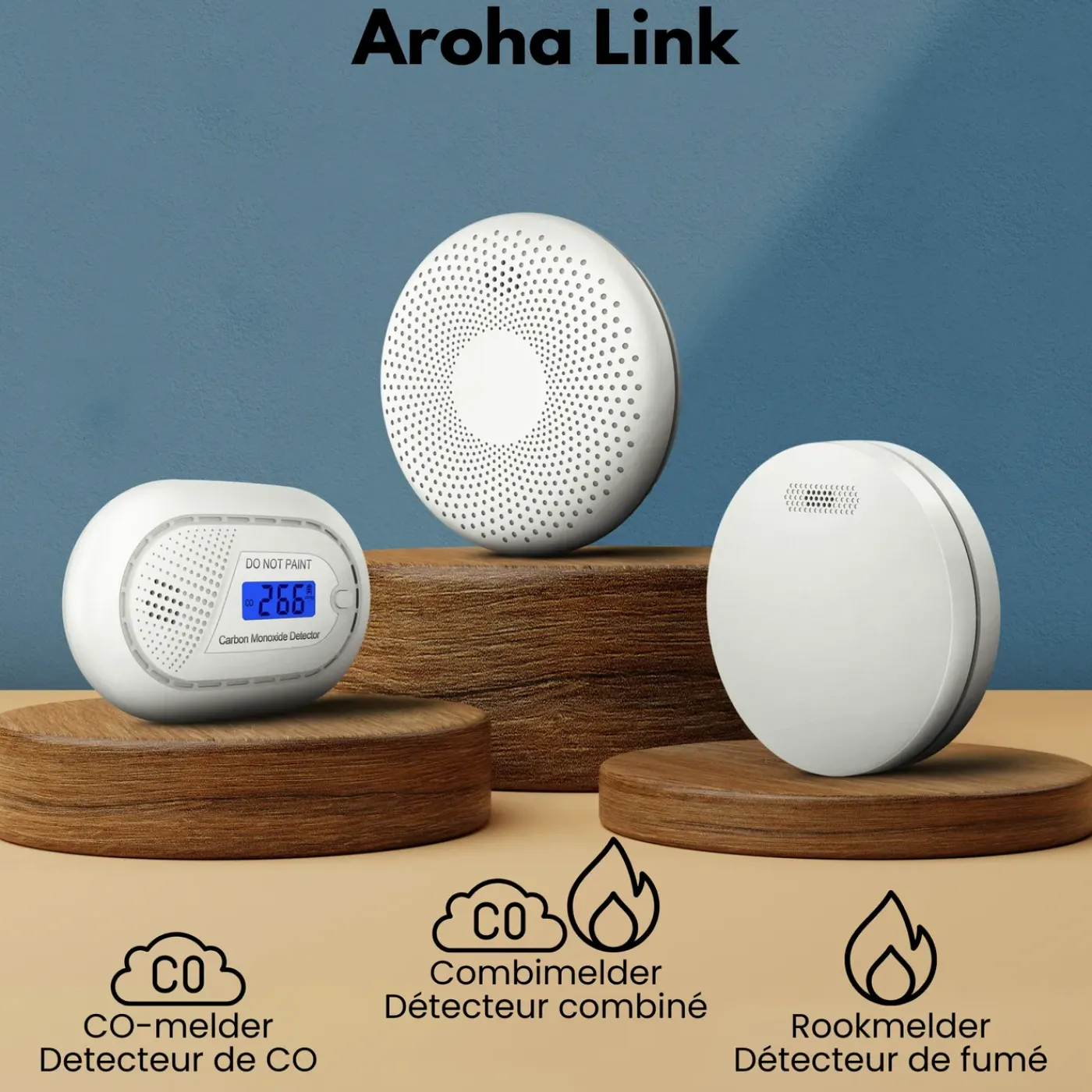 Aroha Link Combimelder - Koppelbare Rookmelder & Koolmonoxidemelder - 10 Jaar Batterij - 1 Stuks