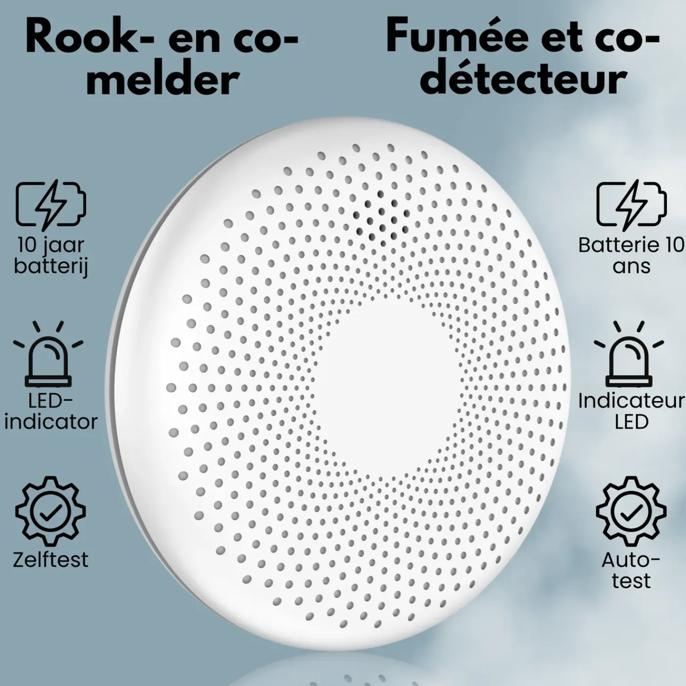 Aroha Link Combimelder - Koppelbare Rookmelder & Koolmonoxidemelder - 10 Jaar Batterij - 1 Stuks