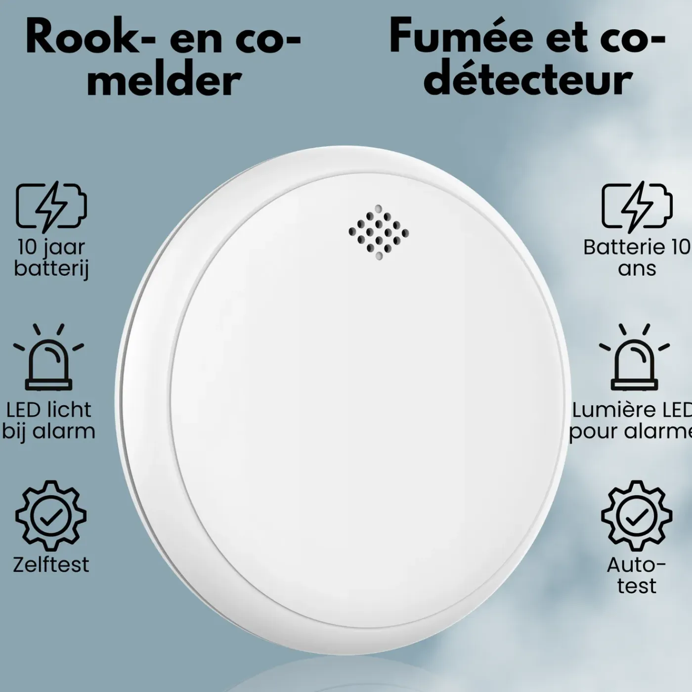 Aroha Safety Pro Combimelder Sleep Line - Rookmelder & Co Melder Zonder Led - 10 Jaar Batterij