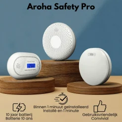 Aroha Safety Pro Combimelder - Rookmelder & Koolmonoxidemelder - 10 Jaar Batterij - 2 Set