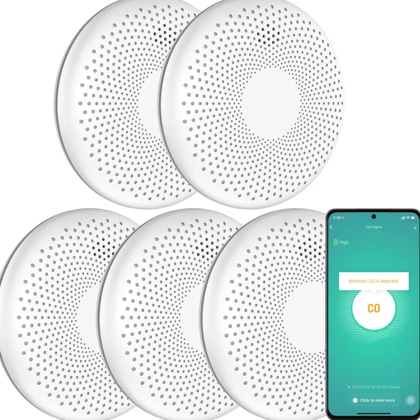 Aroha Smart Connect Combimelder Wifi - Rookmelder & Koolmonoxidemelder - 10 Jaar Batterij - 2 Set