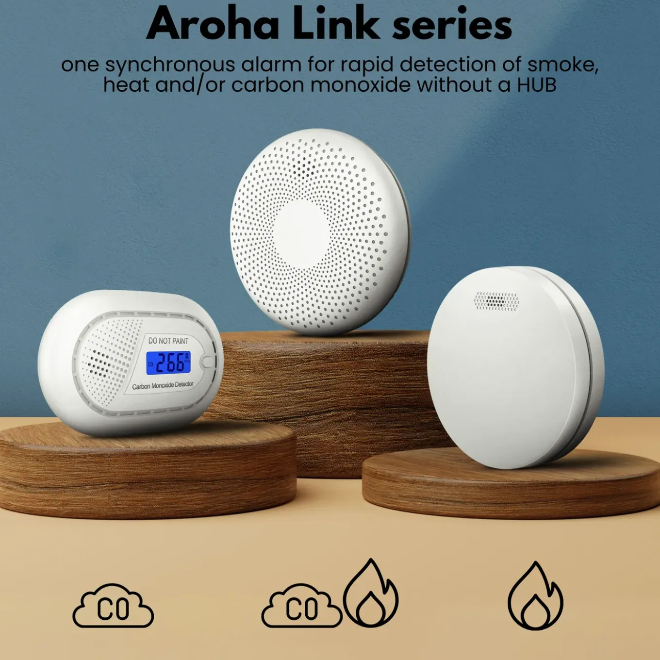 Aroha Smart Connect & Link Rookmelders & Combimelder - Koppelbare Brandpreventieset Wifi - 4 Set