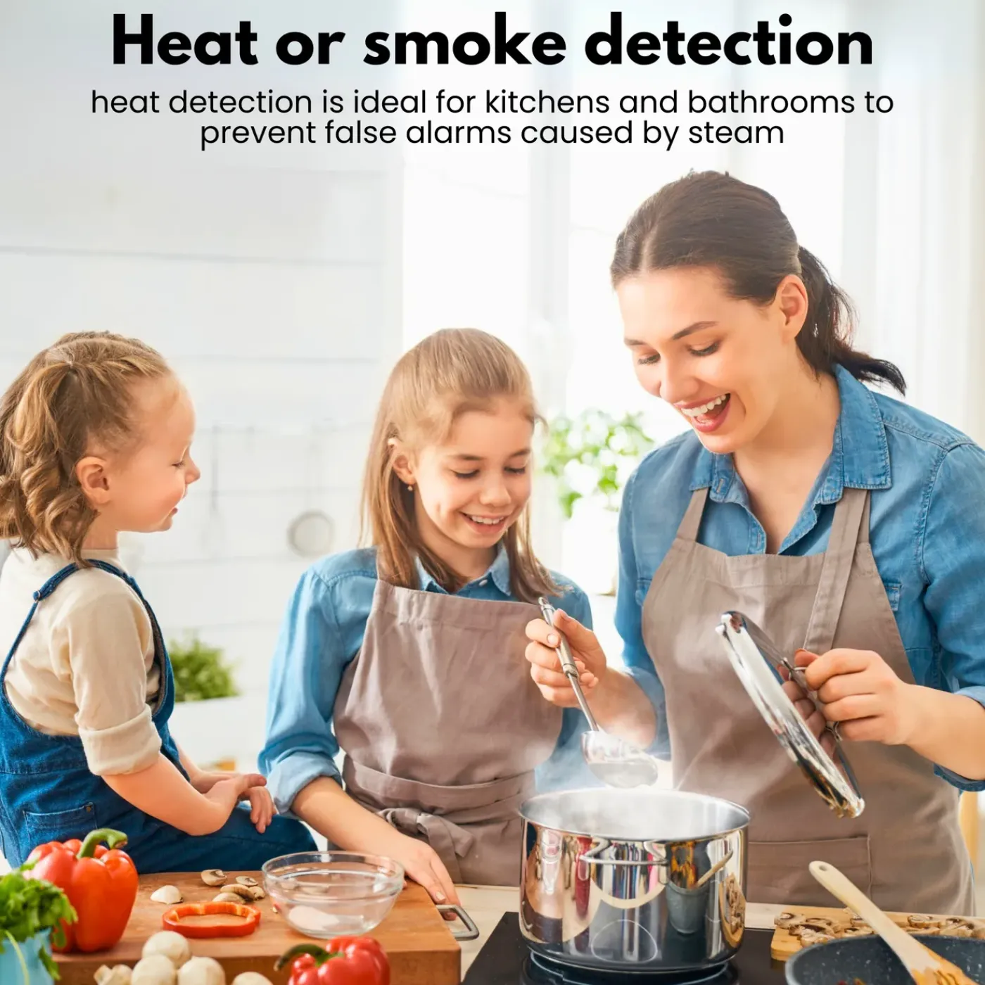 Aroha Smart Connect & Link Rookmelders & Hittemelder - Koppelbare Brandpreventieset Wifi - 4 Set