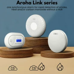 Aroha Smart Connect & Link Rookmelders & Hittemelder - Koppelbare Brandpreventieset Wifi - 4 Set