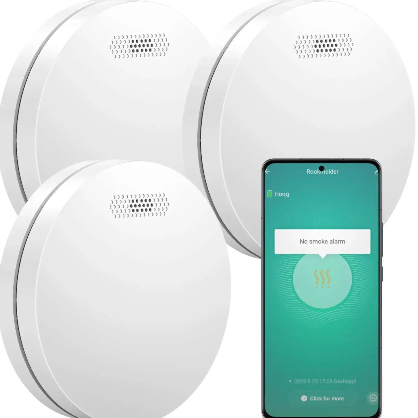 Aroha Smart Connect Rookmelder Wifi - 10 Jaar Batterij - Slimme Brandmelder - 3 Set