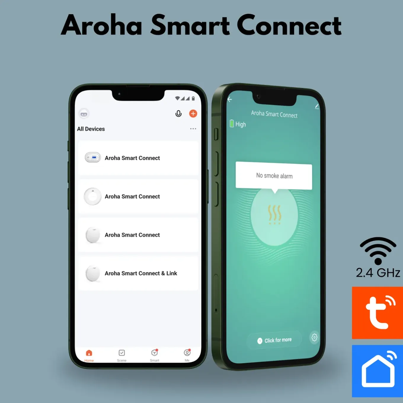 Aroha Smart Connect Rookmelder Wifi - 10 Jaar Batterij - Slimme Brandmelder - 3 Set