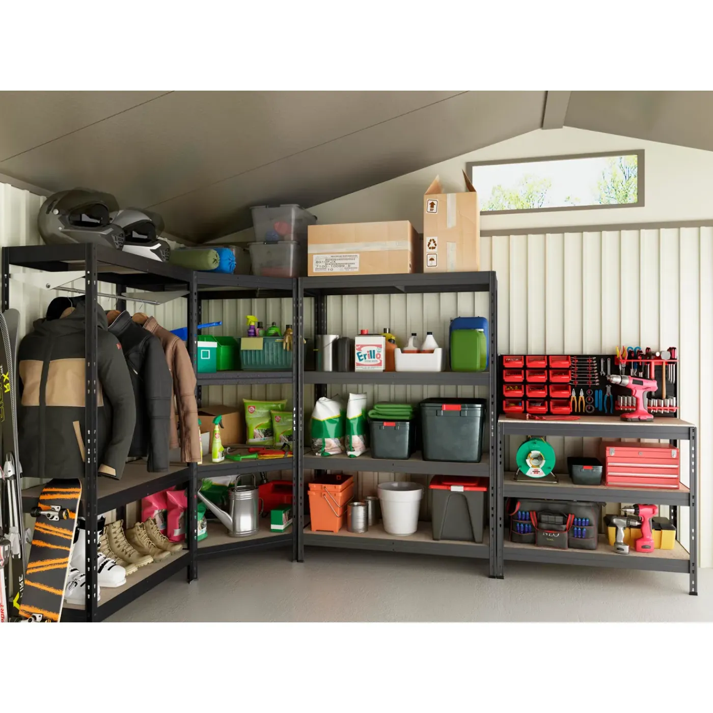 AR Shelving Stellingkast GARAGE- Rivet M - 180x90x45cm - Draagkracht 300kg - Antraciet