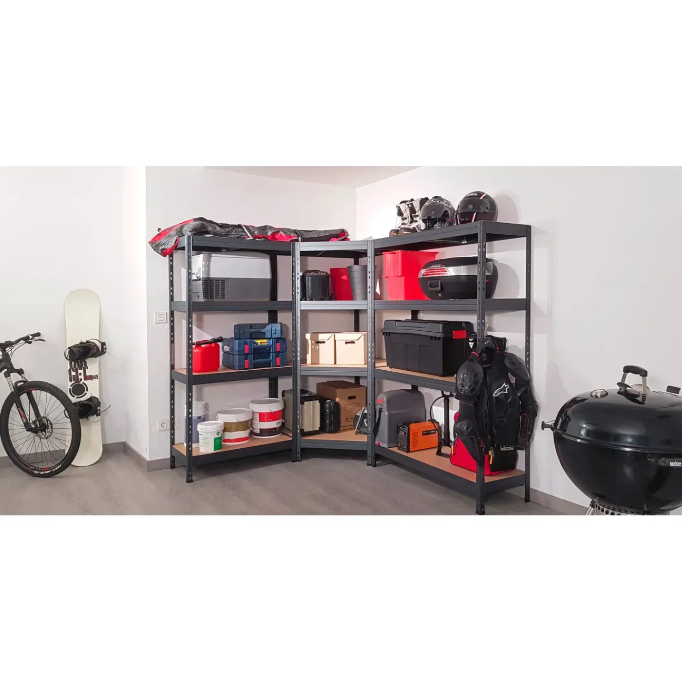 AR Shelving Stellingkast GARAGE - Rivet L - 180x120x45cm - Draagkracht 250kg - Antraciet