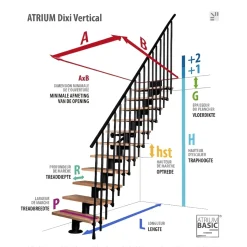 ATRIUM Modulaire Trap – Dixi Vertical 70 – 12 Treden – Eiken – Ral 9003