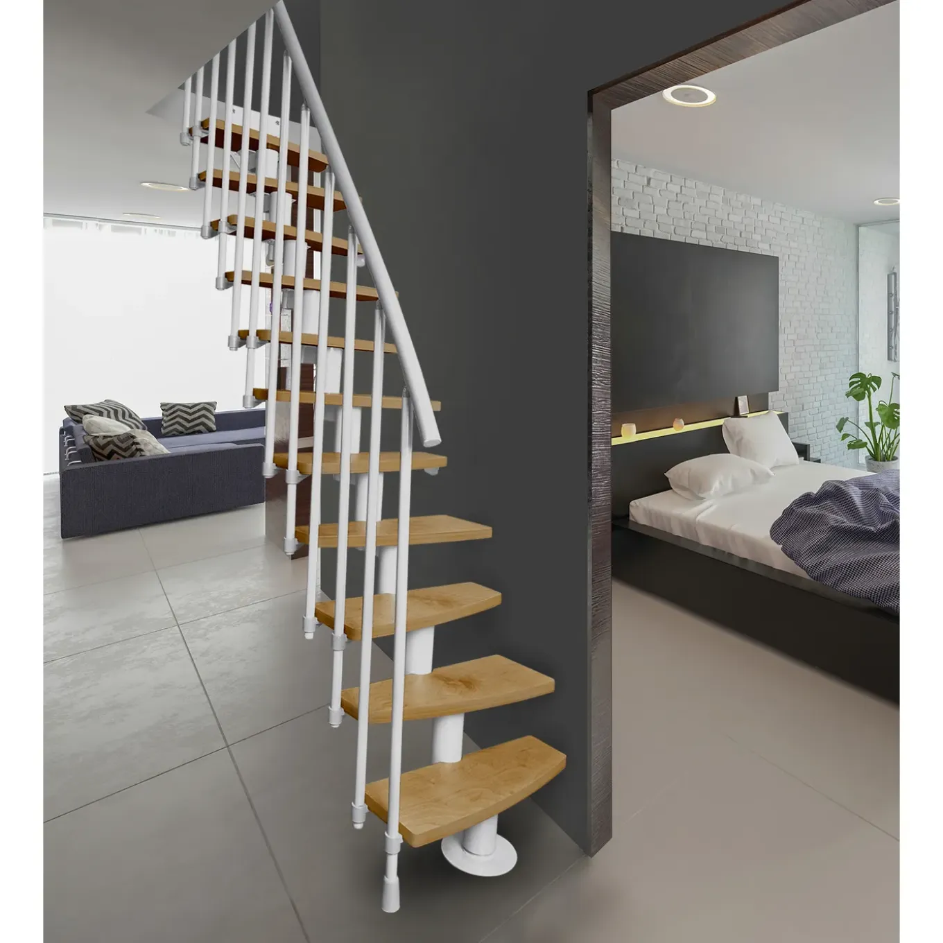 Atrium Modulaire Trap – Mini Plus Vertical – 13 Treden – Beuken – RAL 9003