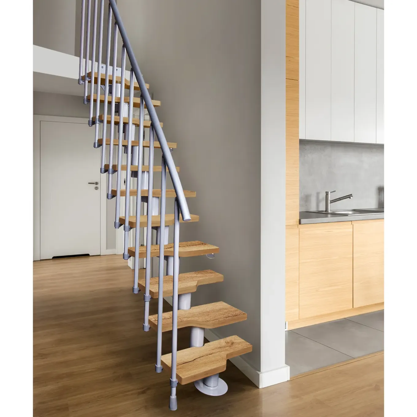 Atrium Modulaire Trap – Mini Vertical – 12 Treden – Eiken – Ral 9006