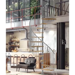 Atrium Wenteltrap – Novo 140 Type 6 – 12 Treden + Platform – Eiken – Ral 9006