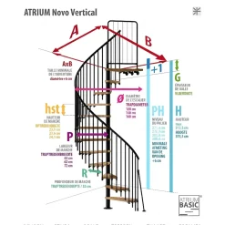 Atrium Wenteltrap – Novo 140 Type 6 – 12 Treden + Platform – Eiken – Ral 9006