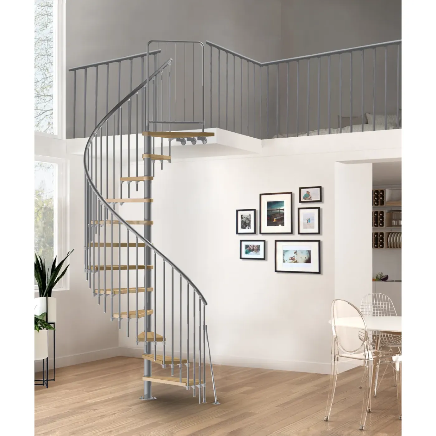 ATRIUM Wenteltrap – Novo 160 Type 6 – 12 Treden + Platform – Beuken – Ral 9006