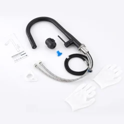 AURALUM PRO Keukenkraan Zwart Inox Uittrekbare Douche