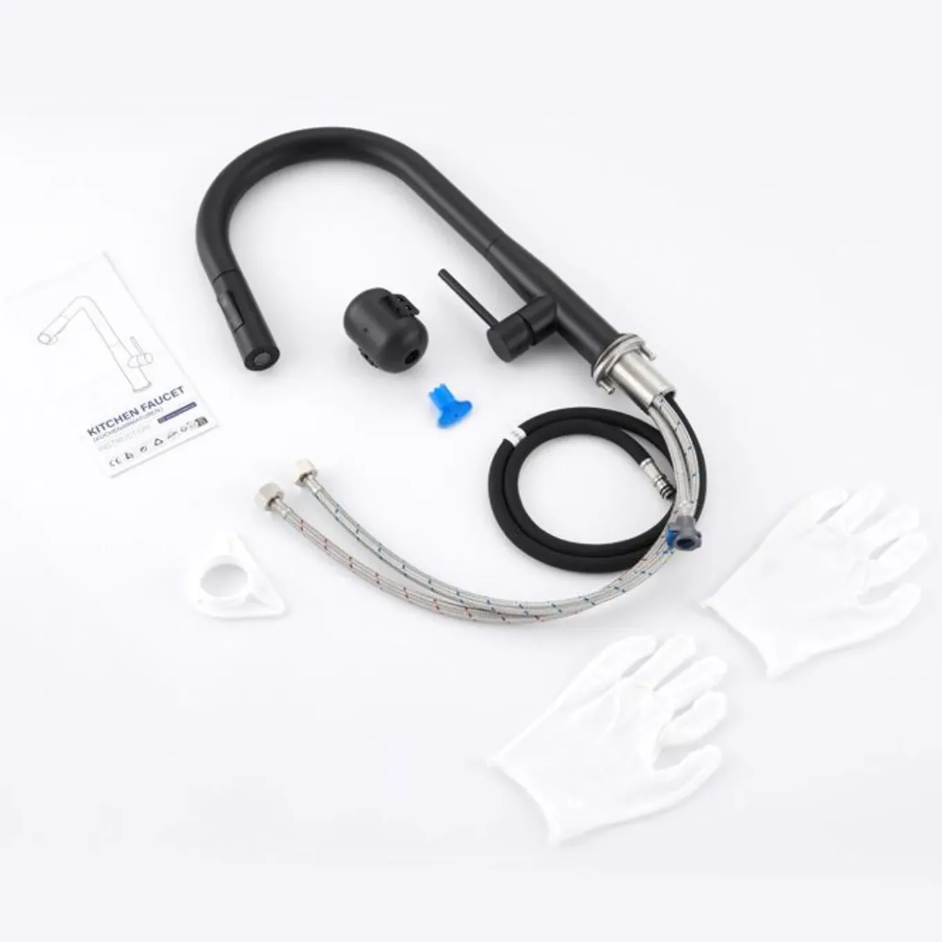 AURALUM PRO Keukenkraan Zwart Inox Uittrekbare Douche