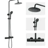 AURALUM PRO Thermostatische Douchestang 38°C Zwart - Verstelbaar 84-121 cm
