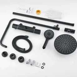AURALUM PRO Thermostatische Douchestang 38°C Zwart - Verstelbaar 84-121 cm