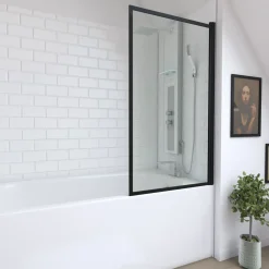 Aurlane badwand mat zwarte frame 130x75cm