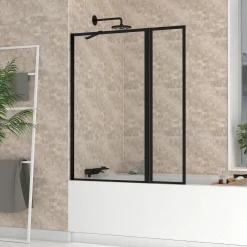 Aurlane Badwand met Draaibaar Paneel 70+30x130cm - Matzwarte Afwerking - DARK EDGE PARE