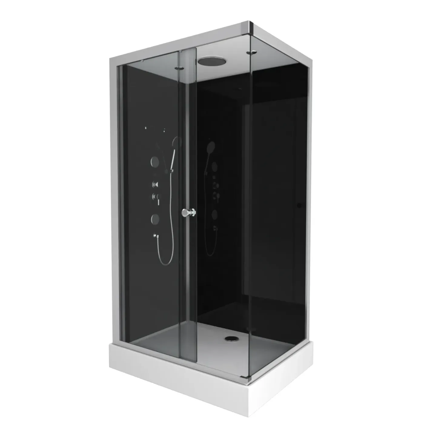 Aurlane Douchecabine Black 2 - Rechthoek - 80x110x230cm - Zilver