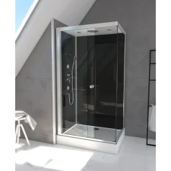 Aurlane Douchecabine Black 2 - Rechthoek - 80x110x230cm - Zilver