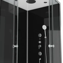 Aurlane Douchecabine Black 2 - Rond - 90x90x230cm - Zilver