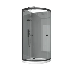 Aurlane Douchecabine Eclipse Grey - Kwartrond - 90x90x207,5cm - Grijs Zwart Mat