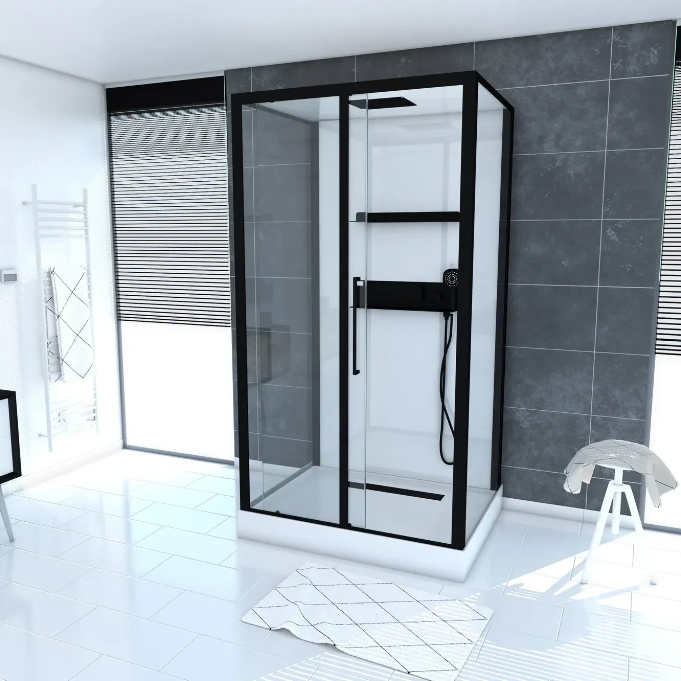 Aurlane - Douchecabine - Ghost - Zwart - 115x115x213cm