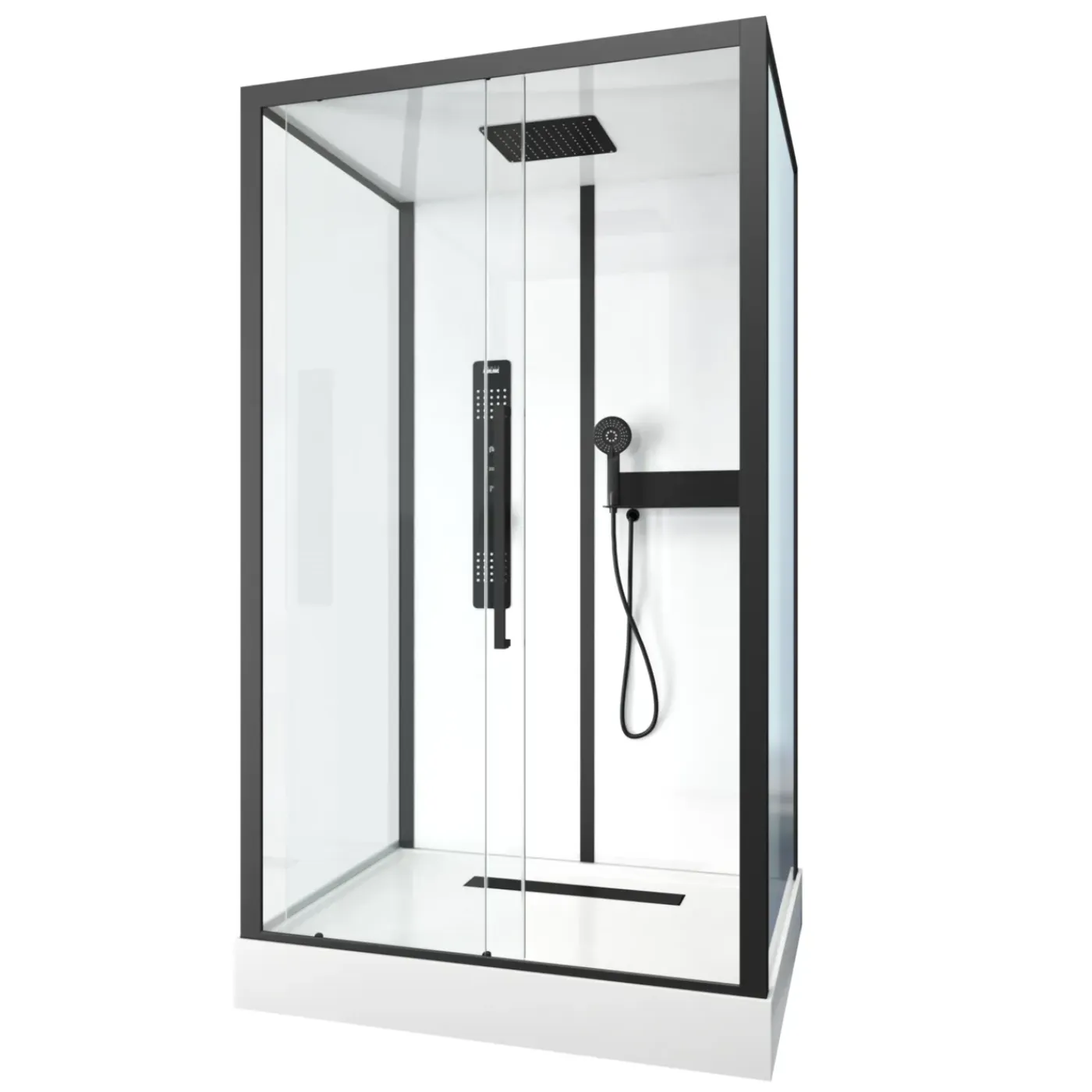 Aurlane Douchecabine Indus2 - Rechthoek - 90x115x215cm - Zwart/Wit