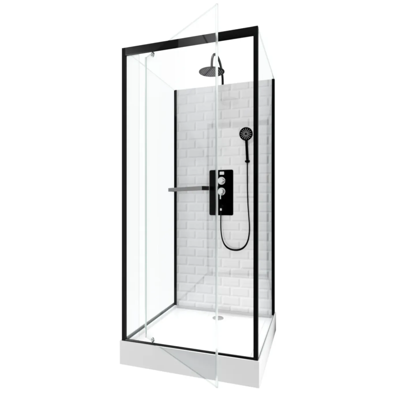 Aurlane Douchecabine Metro - Vierkant - 90x90x219-230cm - Zwart Mat