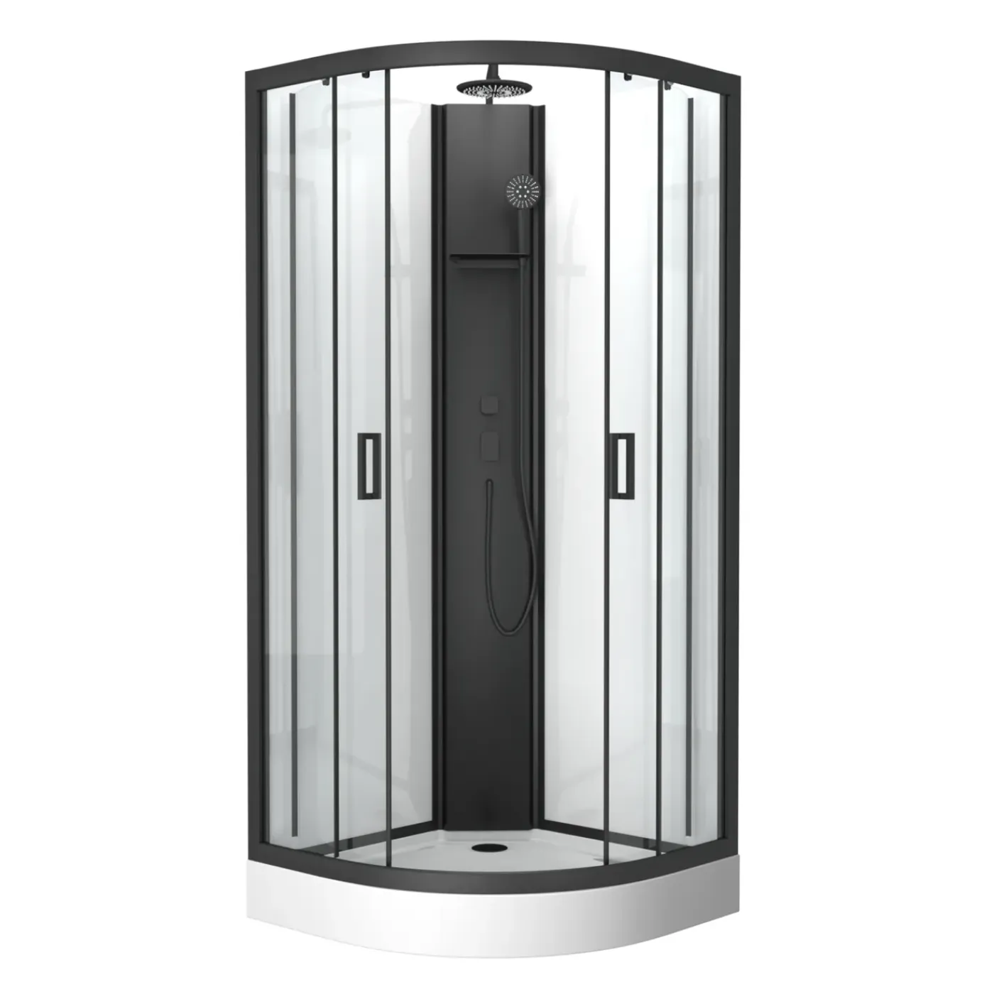 Aurlane Douchecabine Pepper 3 - Kwartrond - 85x85x210-235cm - Zwart Mat