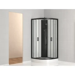 Aurlane Douchecabine Pepper 3 - Kwartrond - 85x85x210-235cm - Zwart Mat