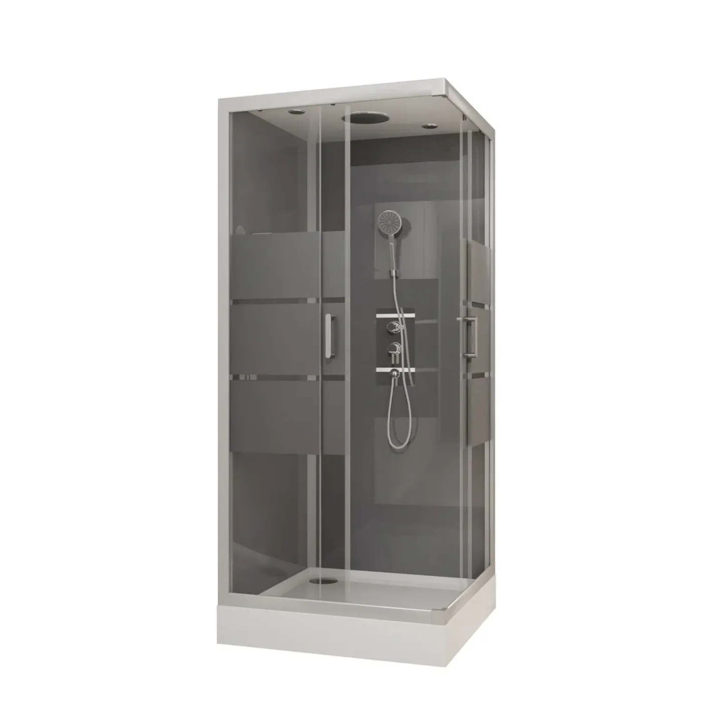 Aurlane - Douchecabine - Silvery Stripe - Grijs - 90x90x212cm