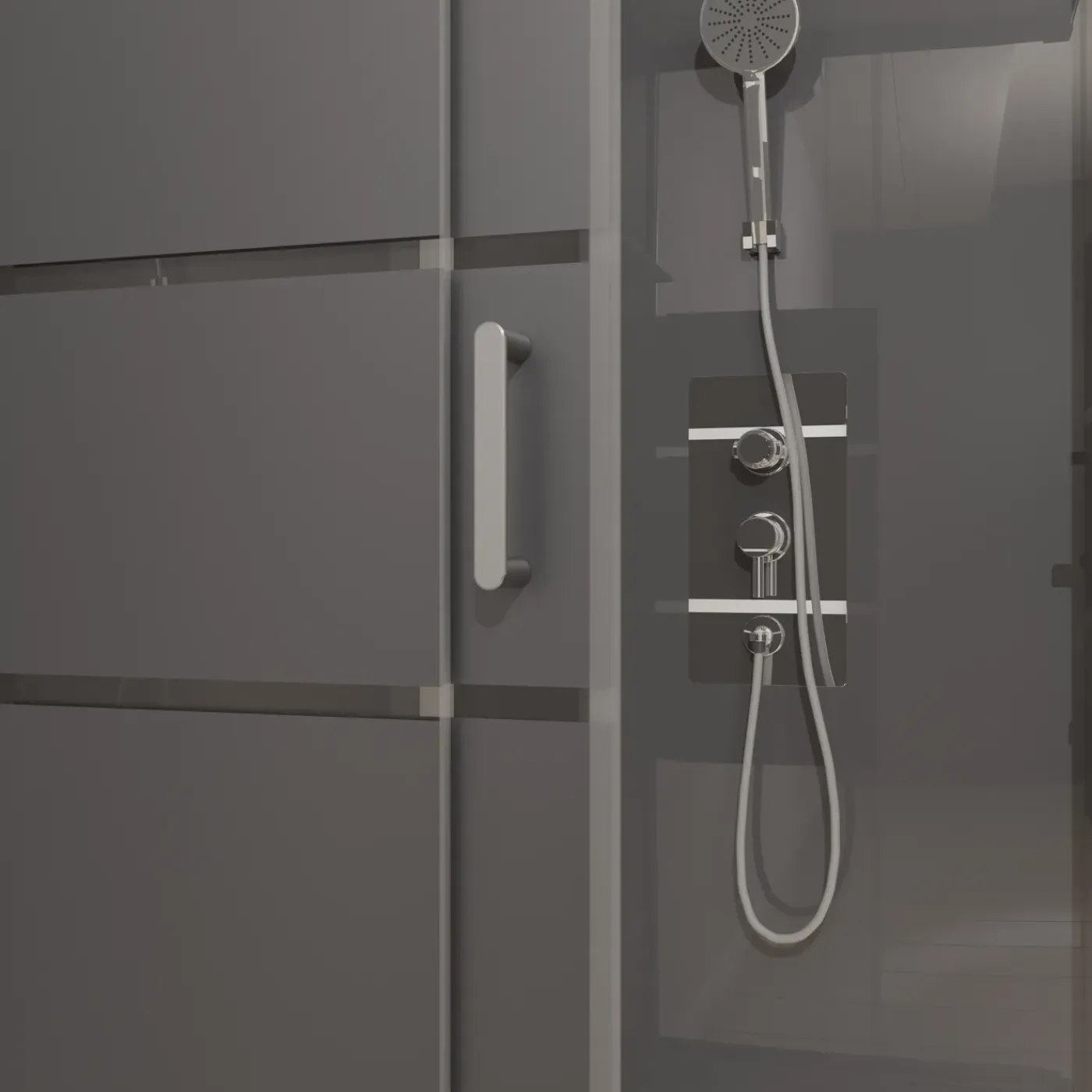 Aurlane - Douchecabine - Silvery Stripe - Grijs - 90x90x212cm
