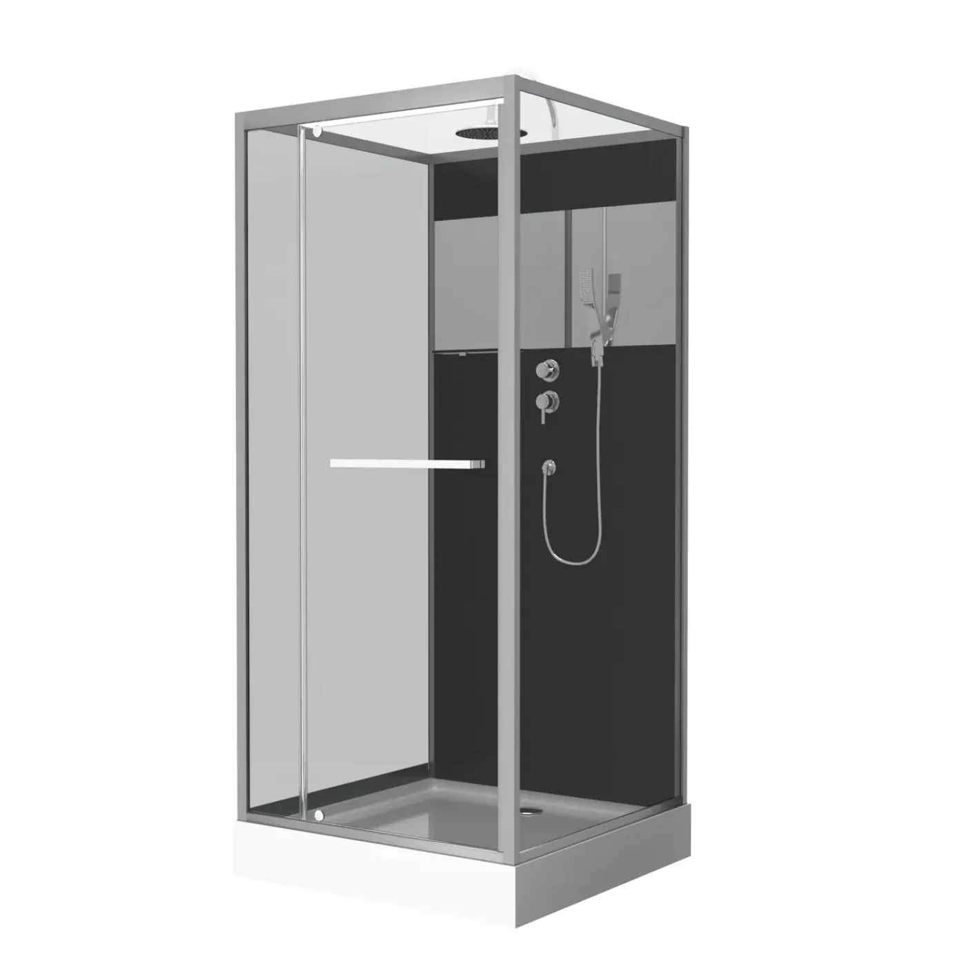 Aurlane - Douchecabine - Square Stripe - Zwart - 90x90x200cm