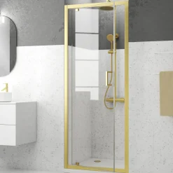 Aurlane - Douchedeur Factory 80 x 200CM - Goud Profiel - 6 mm Helder Glas