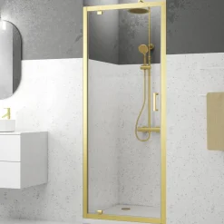 Aurlane - Douchedeur Factory 80 x 200CM - Goud Profiel - 6 mm Helder Glas