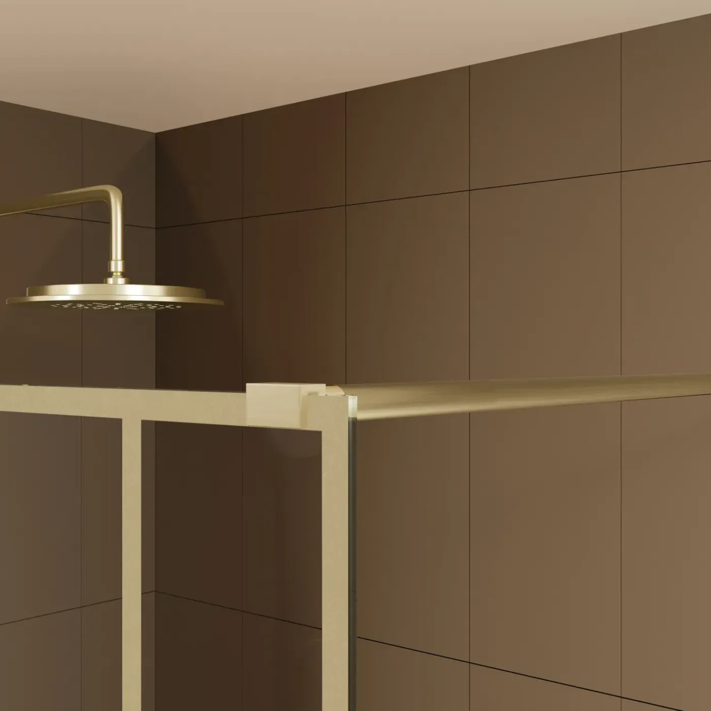 Aurlane Inloopdouche Art Deco Round 120x195cm - Goud Profiel - 5 mm Helder Glas