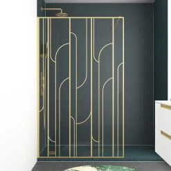 Aurlane Inloopdouche Art Deco Round 120x195cm - Goud Profiel - 5 mm Helder Glas