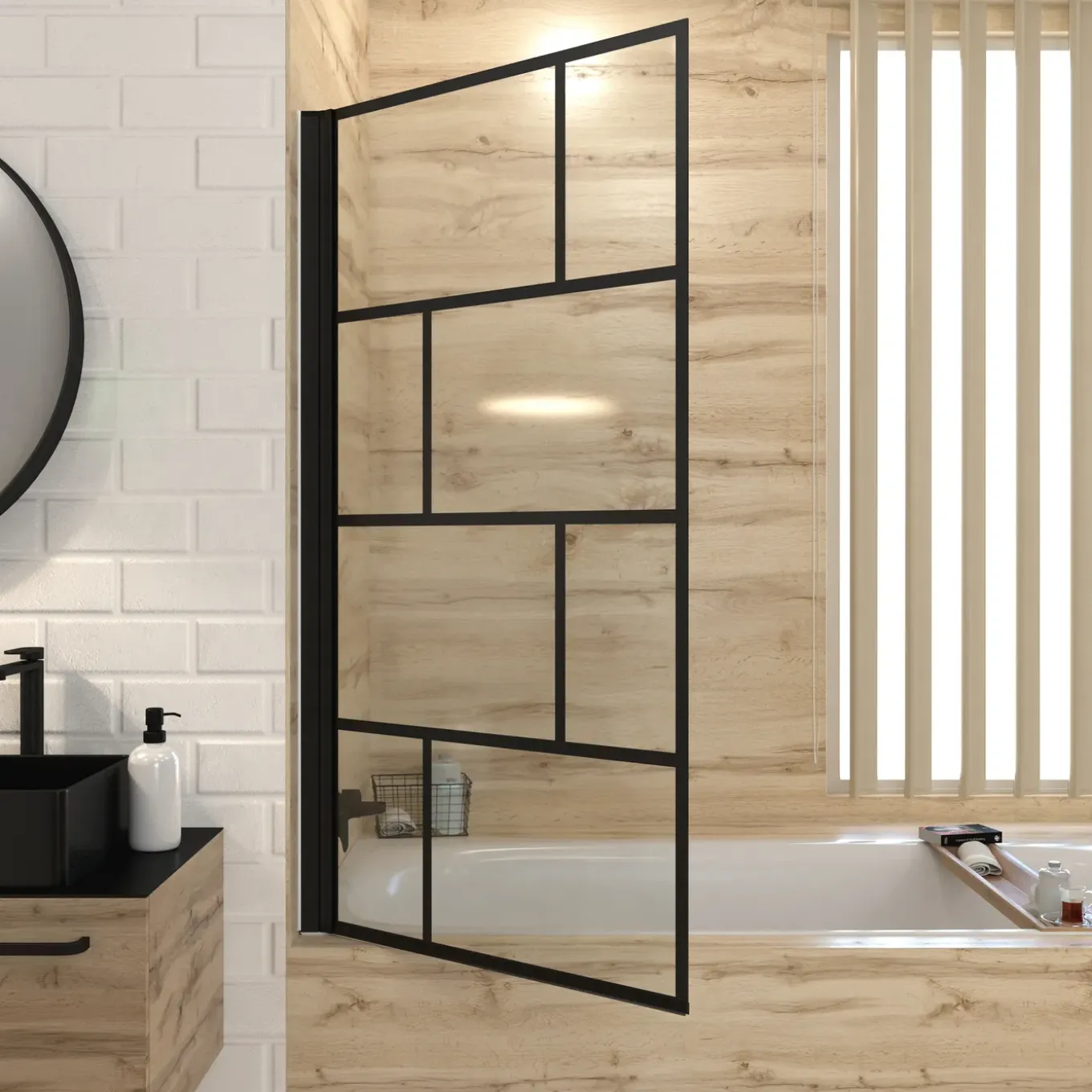Aurlane Opvouwbare Badwand met Zeefdruk 80x140 cm