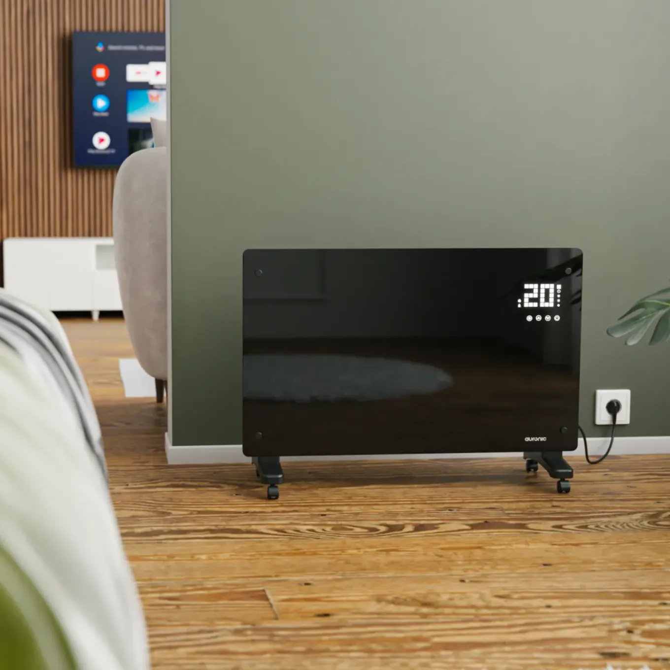 Auronic Elektrische Kachel – Met Thermostaat En Afstandsbediening - 2000w Heater - Zwart