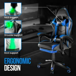 Avalo Gaming Stoel - Gamestoel - Ergonomische Bureaustoel Verstelbaar - Gaming Chair - Zwart/blauw