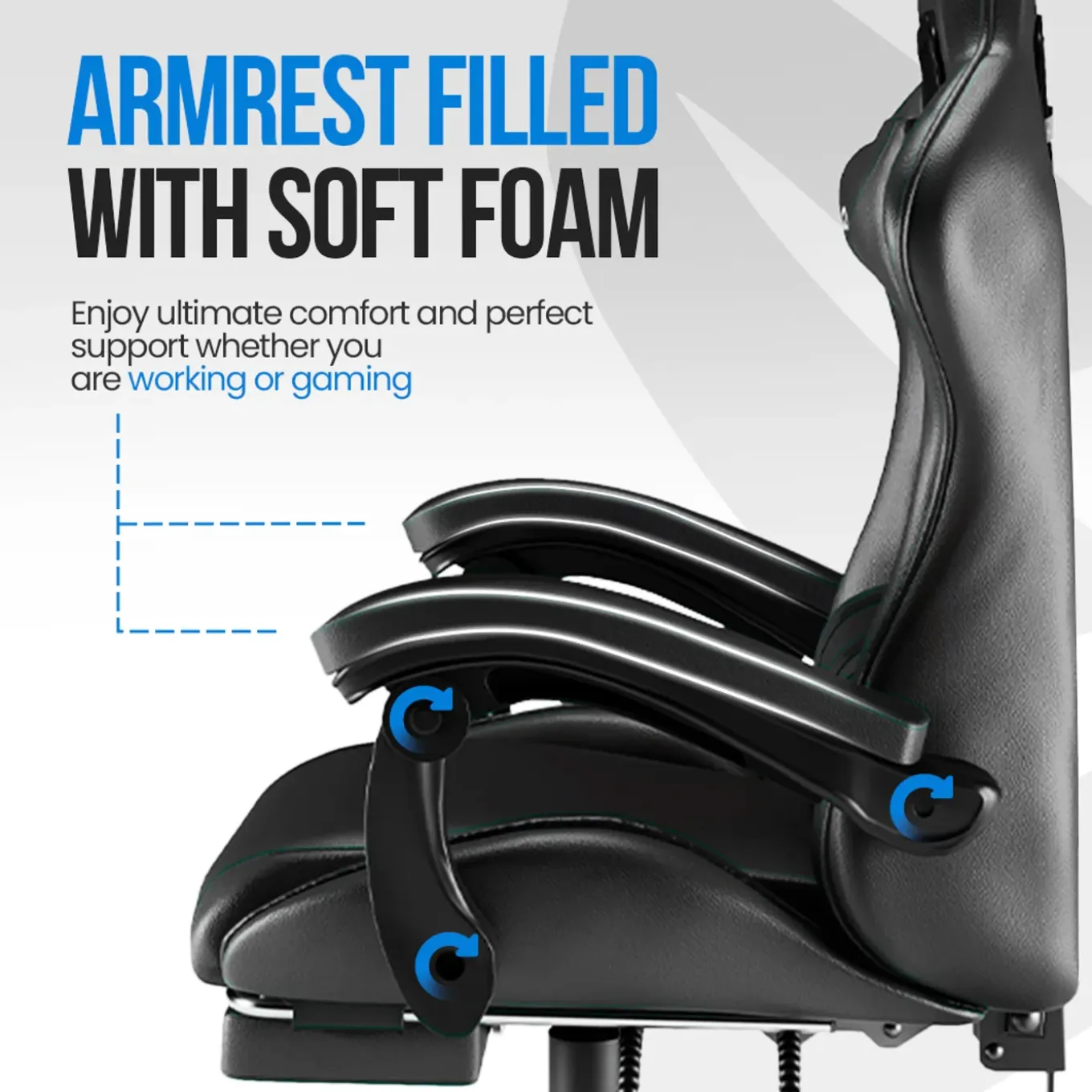 Avalo Gaming Stoel - Gamestoel - Ergonomische Bureaustoel Verstelbaar - Gaming Chair - Zwart/blauw