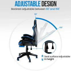 Avalo Gaming Stoel - Gamestoel - Ergonomische Bureaustoel Verstelbaar - Gaming Chair - Zwart/blauw