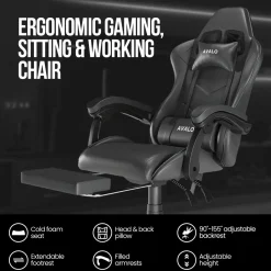 Avalo Gaming Stoel - Gamestoel - Ergonomische Bureaustoel Verstelbaar - Gaming Chair - Zwart