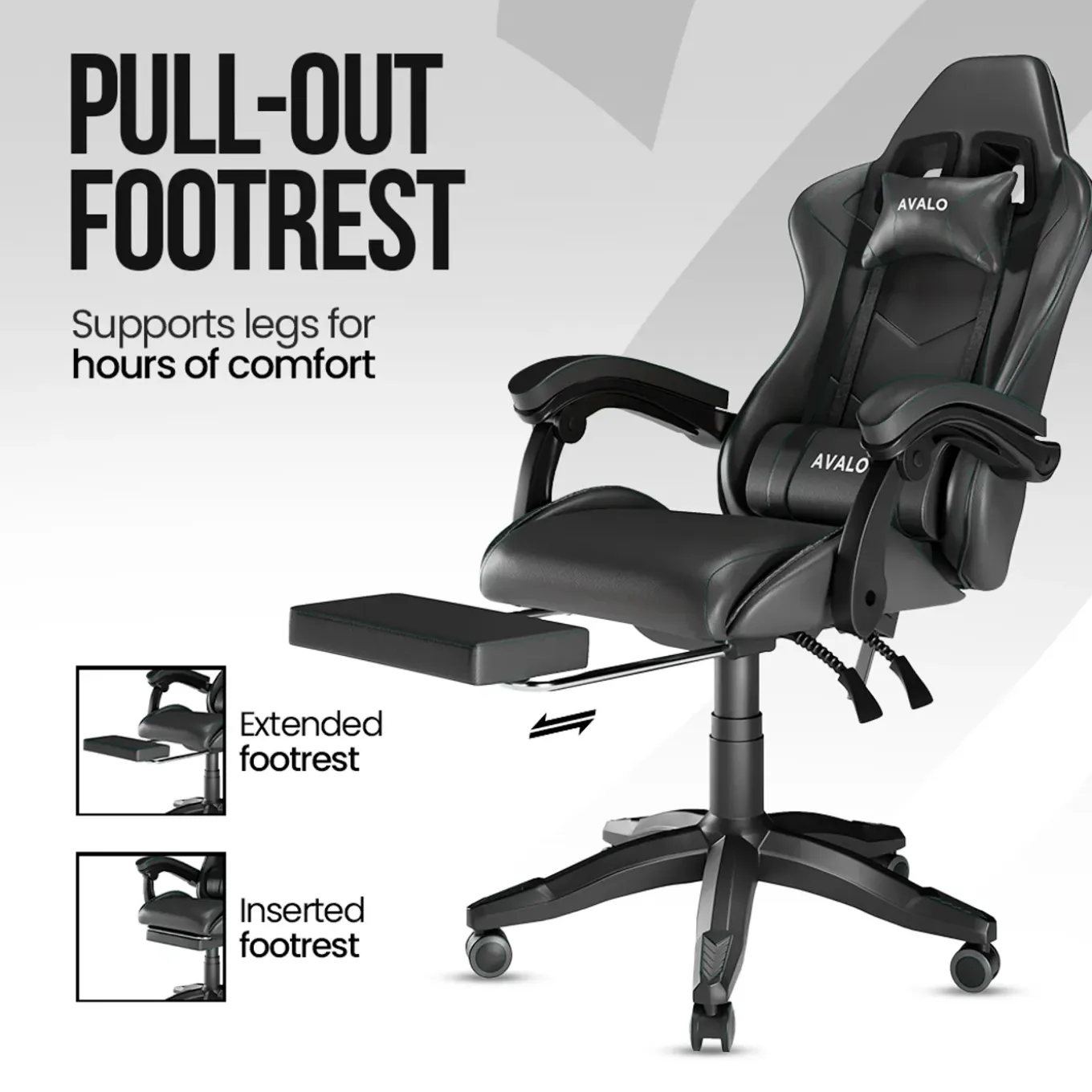 Avalo Gaming Stoel - Gamestoel - Ergonomische Bureaustoel Verstelbaar - Gaming Chair - Zwart