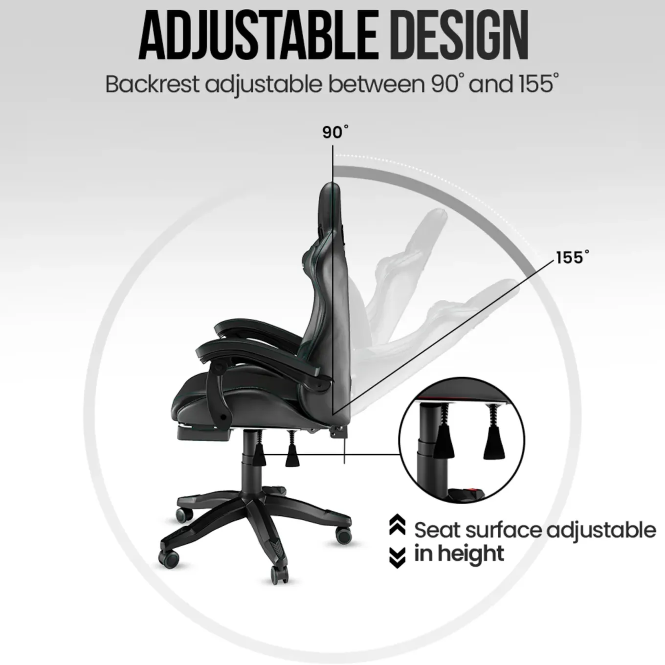 Avalo Gaming Stoel - Gamestoel - Ergonomische Bureaustoel Verstelbaar - Gaming Chair - Zwart