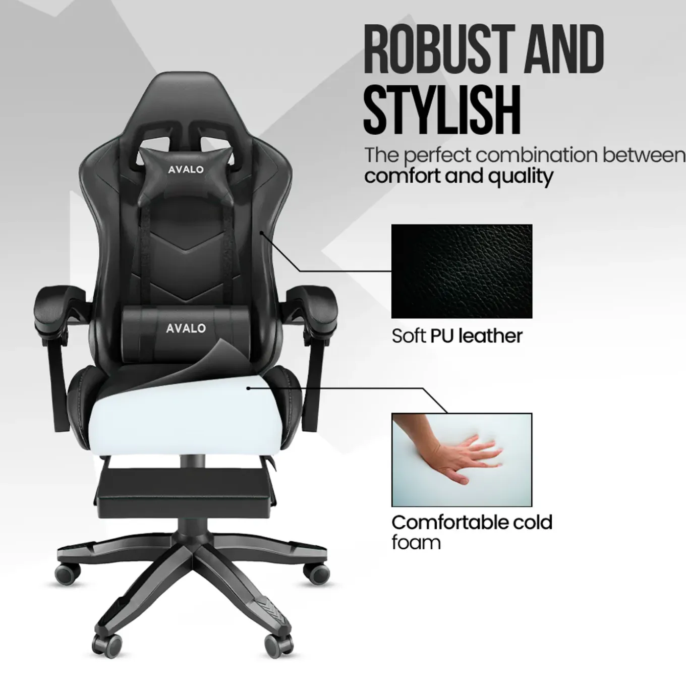 Avalo Gaming Stoel - Gamestoel - Ergonomische Bureaustoel Verstelbaar - Gaming Chair - Zwart